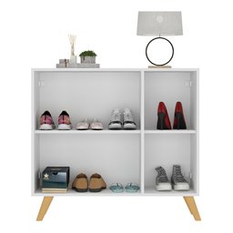 Sapateira Retrô com Espelho 3 Portas Nina Multimóveis MP6022 Branca/Natural - 5