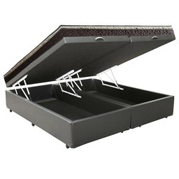 Cama Box Baú Queen Sintético Bipartido + Colchão Elegance Ortopédico Espuma D33 Extra Firme 158x198x - 5