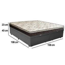 Cama Box Baú Queen Sintético Bipartido + Colchão Elegance Ortopédico Espuma D33 Extra Firme 158x198x - 4