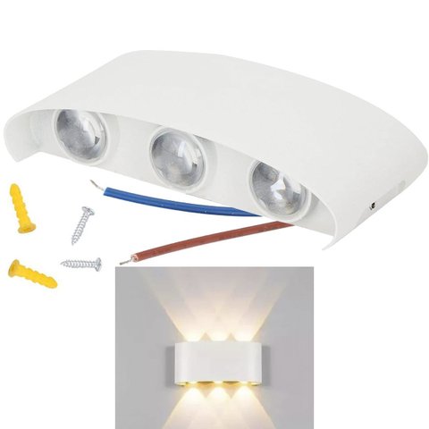 Arandela Parede Luminaria Meia Lua Led 6w 6 Fachos Iluminaçao Garagem Casa Varanda Quintal Jardim Mu