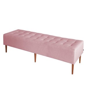 Pufe Recamier Calçadeira King 195cm Pé Madeira Duque - Linho Prime Salmão
