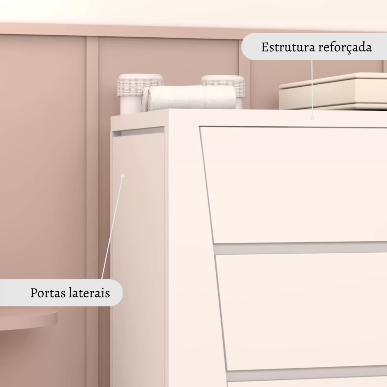 Cômoda Infantil 4 Gavetas 2 Portas Fiori Timber - 7