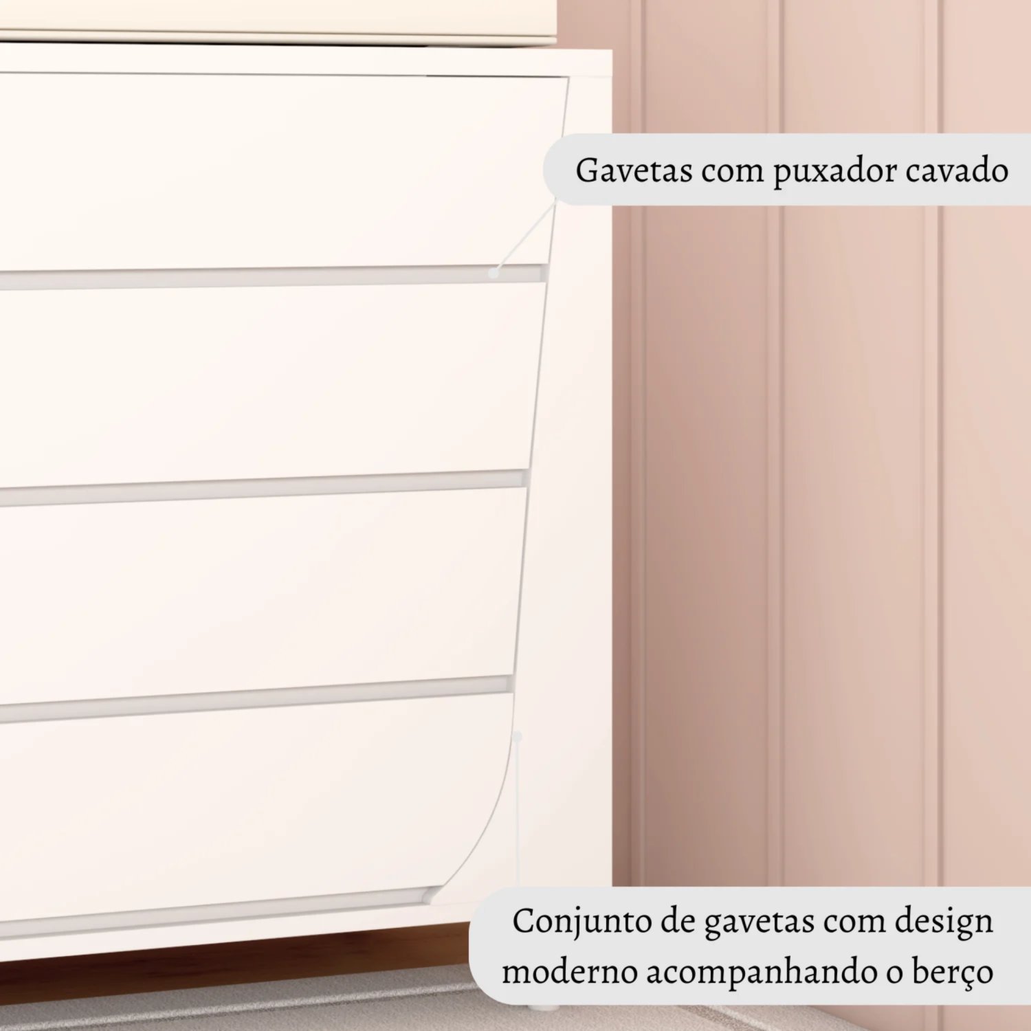 Cômoda Infantil 4 Gavetas 2 Portas Fiori Timber - 8