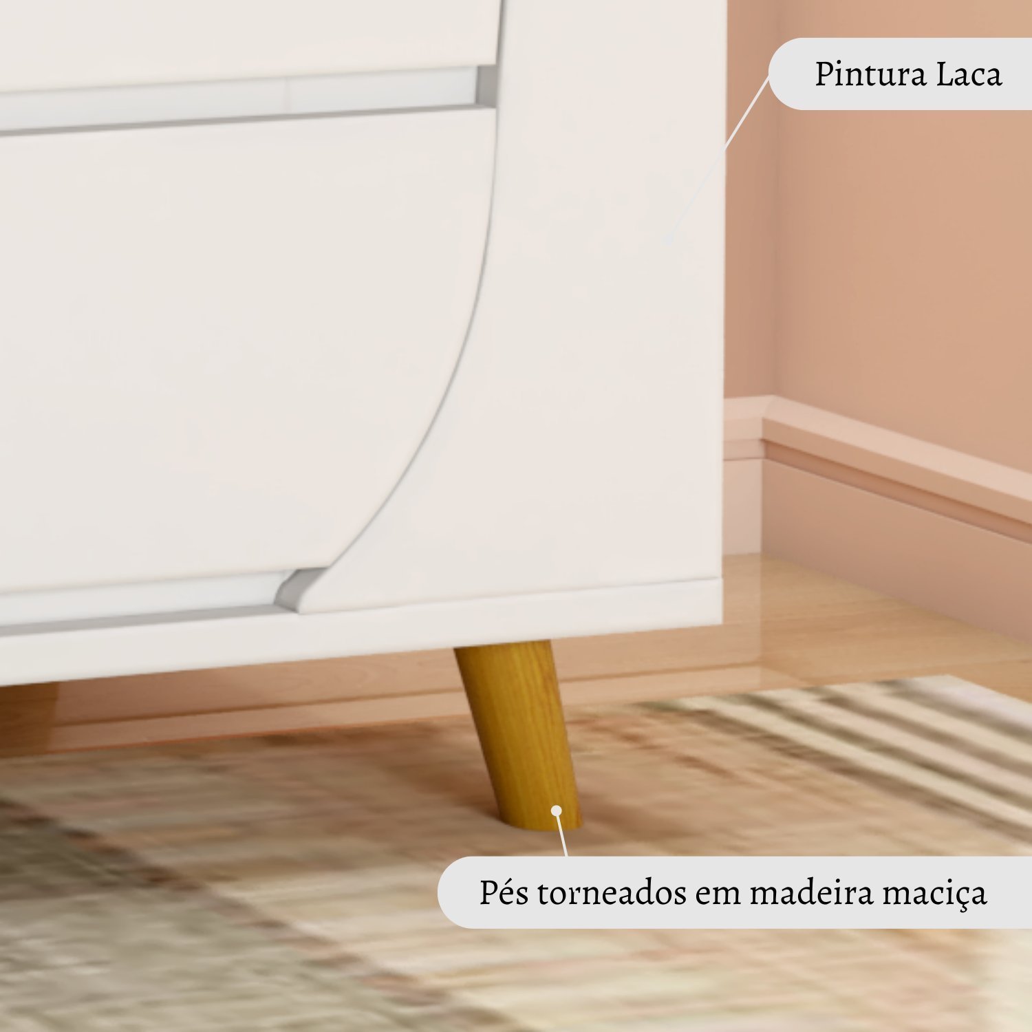 Cômoda Infantil 4 Gavetas 2 Portas Fiori Timber - 6