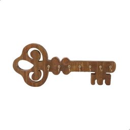Porta Chaves Retrô em Madeira com 7 Ganchos de Metal:marrom - 1