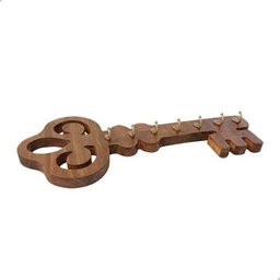 Porta Chaves Retrô em Madeira com 7 Ganchos de Metal:marrom - 2