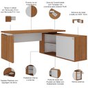 Ver imagem 4 de Mesa para Escritório Home Office em L 170x155cm Unik A02 Freijó Branco - Lyam Decor