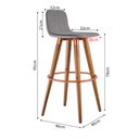 Ver imagem 5 de Kit 4 Banquetas Altas Luxo Versatil Aço Cobre Linho Cinza Base Carvalho