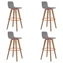 Ver imagem 2 de Kit 4 Banquetas Altas Luxo Versatil Aço Cobre Linho Cinza Base Carvalho