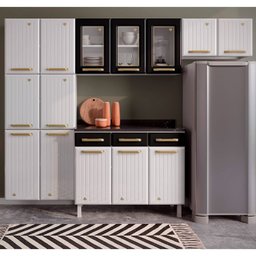 Cozinha Completa com Vidro 4 Peças 14 Portas 3 Gavetas Diamante Telasul - 2