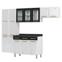 Ver imagem 3 de Cozinha Completa Modulada com Vidro 4 Peças 14 Portas 3 Gavetas Diamante Telasul Branco/Preto