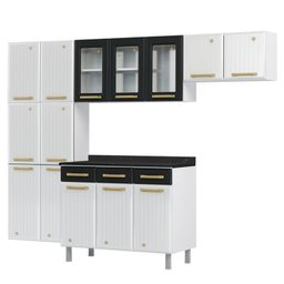 Cozinha Completa com Vidro 4 Peças 14 Portas 3 Gavetas Diamante Telasul - 3