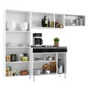 Ver imagem 6 de Cozinha Completa Modulada com Vidro 4 Peças 14 Portas 3 Gavetas Diamante Telasul Branco/Preto