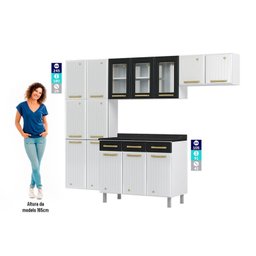 Cozinha Completa com Vidro 4 Peças 14 Portas 3 Gavetas Diamante Telasul - 5
