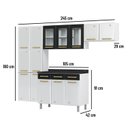 Ver imagem 4 de Cozinha Completa Modulada com Vidro 4 Peças 14 Portas 3 Gavetas Diamante Telasul Branco/Preto