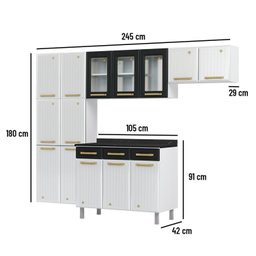 Cozinha Completa com Vidro 4 Peças 14 Portas 3 Gavetas Diamante Telasul - 4