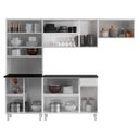Ver imagem 5 de Cozinha Compacta Modulada de Aço 4 Peças com Paneleiro e Nicho para Micro-Ondas 12 Portas 1 Gaveta Diamante Branco