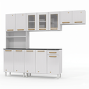 Ver imagem 3 de Cozinha Compacta Modulada de Aço 4 Peças com Paneleiro e Nicho para Micro-Ondas 12 Portas 1 Gaveta Diamante Branco