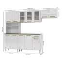 Ver imagem 4 de Cozinha Compacta Aço 4 Peças Paneleiro e Nicho para Micro-Ondas 12 Portas 1 Gaveta Diamante Branco