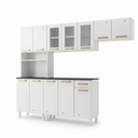 Ver imagem 3 de Cozinha Compacta de Aço 4 Peças com Paneleiro e Nicho para Micro-ondas 12 Portas 1 Gaveta Diamante Branco