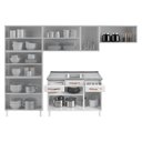 Ver imagem 4 de Cozinha Completa Modulada de Aço 4 Peças com Vidros e Gabinete Pia Multimóveis Cr20351 Branco