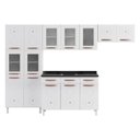 Ver imagem 2 de Cozinha Completa Modulada de Aço 4 Peças com Vidros e Gabinete Pia Multimóveis Cr20351 Branco