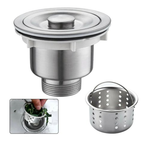 Valvula Pia Cozinha 4 1/2 Inox 304 com Cesto Removível Ralo