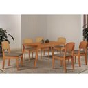 Ver imagem 1 de Sala Jantar Mesa Havana Tampo Curvo 180cm+6 Cadeiras Havana Naturale - Suede Capuccino - Rufato