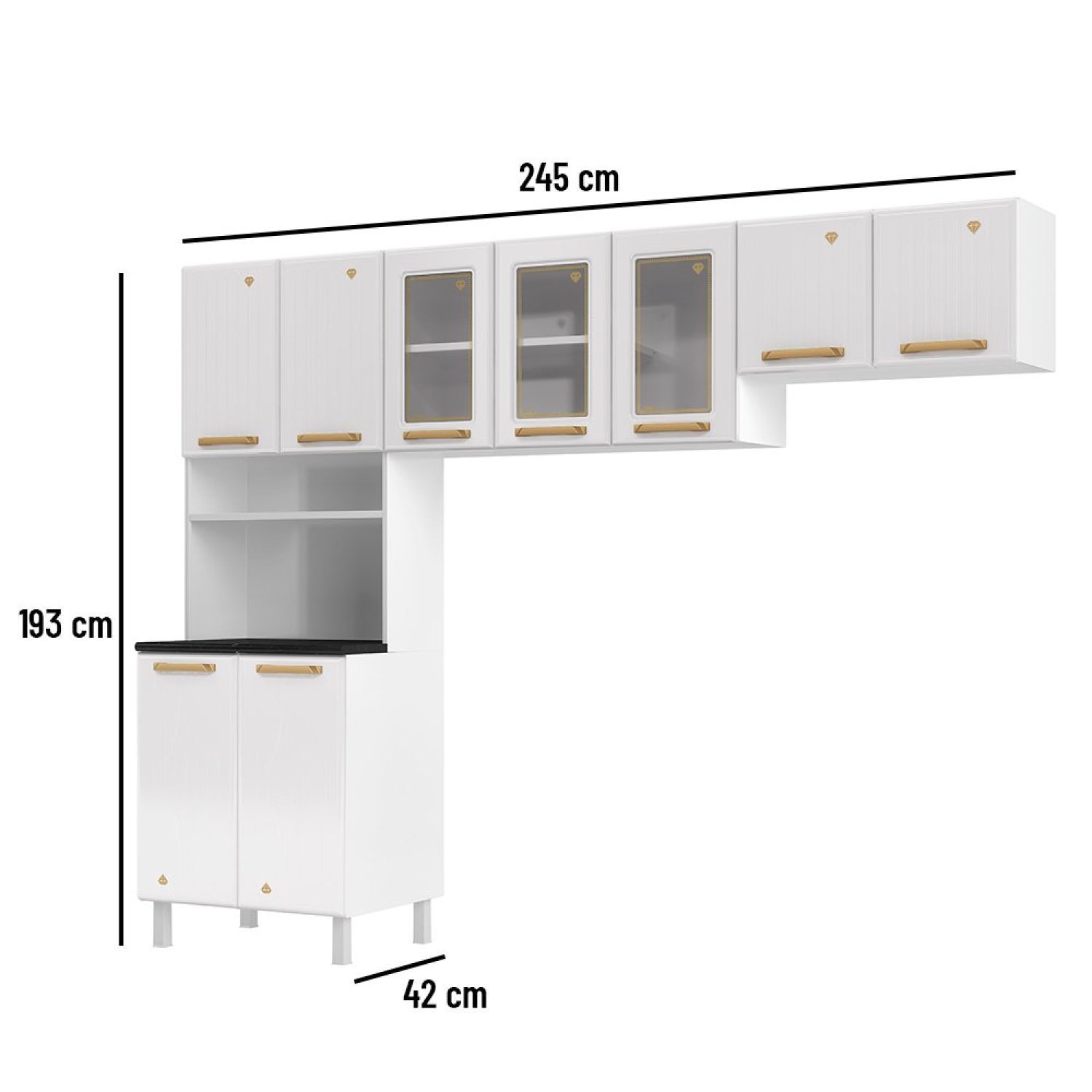 Cozinha de Aço Compacta 3 Peças 9 Portas Diamante  - 3