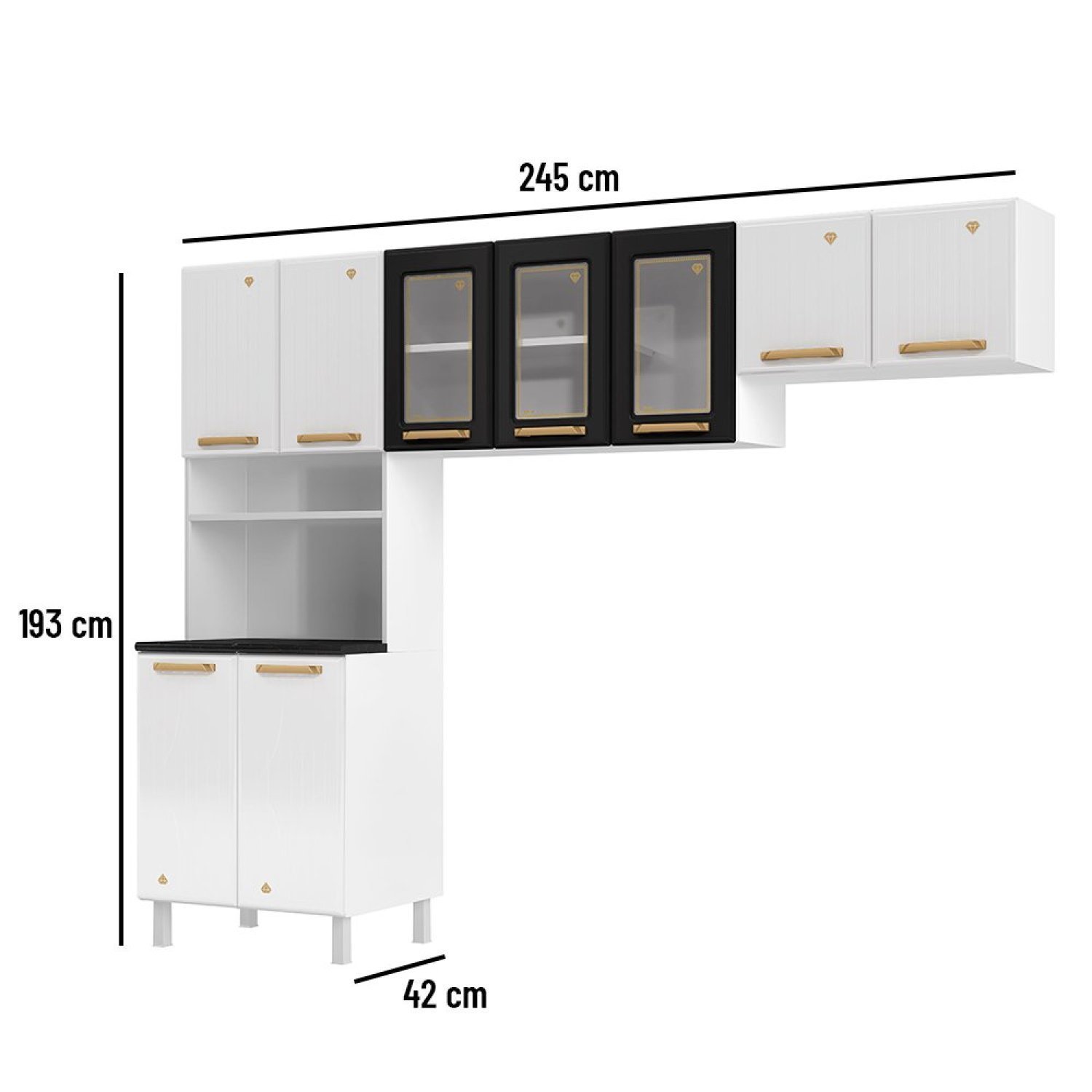 Cozinha de Aço Compacta 3 Peças 9 Portas Diamante  - 3