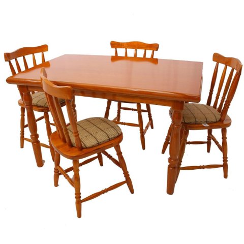 Conjunto Mesa de Jantar 125cm com 4 Cadeiras Estofadas Multimóveis CR50084