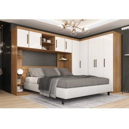 Guarda Roupa Casal Modulado 6 Peças com Ponte Cabeceira e 2 Mesas de Apoio Sauá YesCasa - 1 Guarda Roupa Casal Modulado 6 Peças com Ponte Cabeceira e 2 Mesas de Apoio Sauá YesCasa - 1
