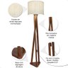 Luminária de Chão Estrela com Pés de Madeira e Tecido Sapucaia Marmorizado Bege 162cm - 5