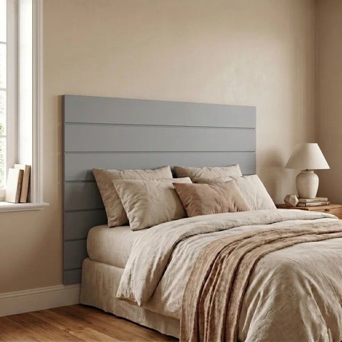 Cabeceira Cama King Lambri Painel MDF Dupla Face 198x60cm:Cinza