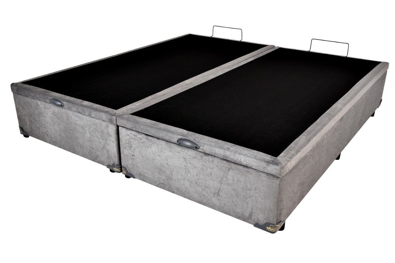 Cama Box Baú King Size + Colchão Ecoflex Molas Ensacadas Adorabile 193x203 - Suede Cinza - 3