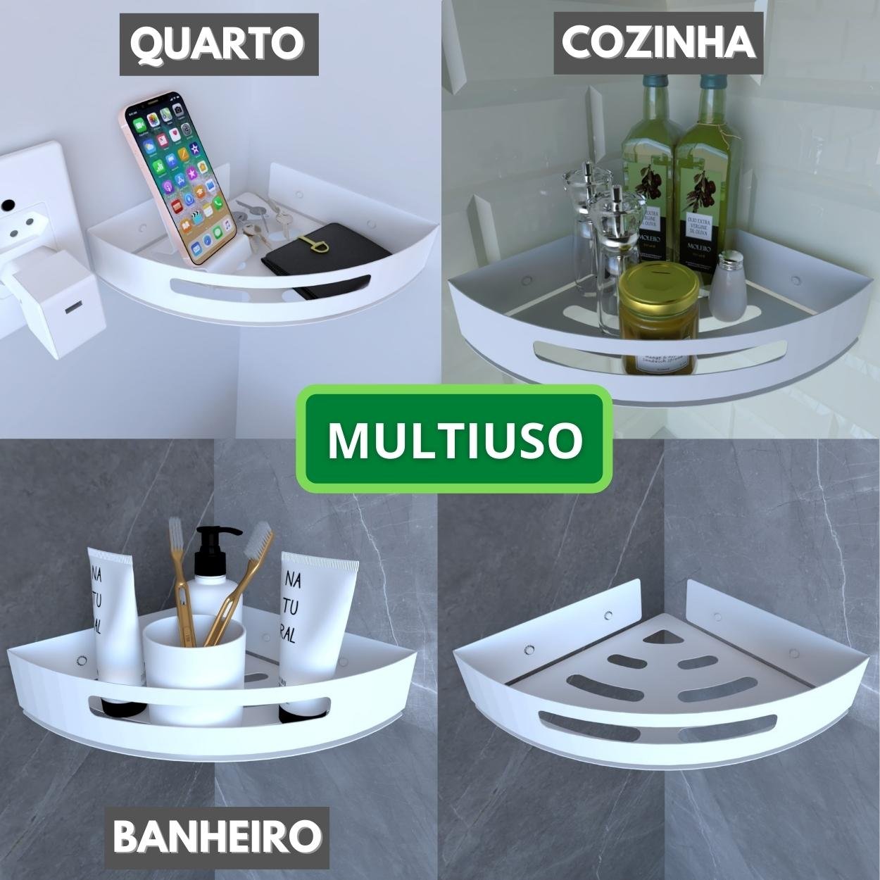 Suporte Porta Shampoo Para Banheiro De Canto Inox Branco | MadeiraMadeira