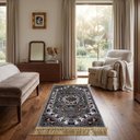 Ver imagem 2 de Tapete Persa Royal Cinza 50x85cm Fio Acetinado - Ideal para Quarto e Sala