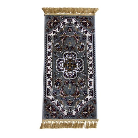 Tapete Persa Royal Cinza 50x85cm Fio Acetinado - Ideal para Quarto e Sala