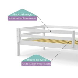 Cama Solteiro Infantil Grade Madeira Maciça Meninos Casatema MadeiraOriginals - 3