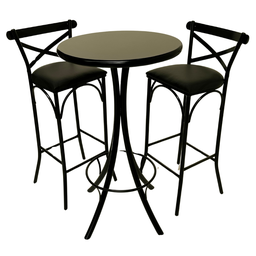 Conjunto de Bistrô Katrina com 2 Banquetas - Dg Móveis:preto/preto - 1