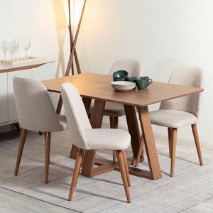 Conjunto de Jantar Mesa Avena 4 Cadeiras New Drop - Canella C/ Bege
