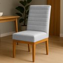 Ver imagem 1 de Cadeira de Jantar Mavie Estofada para Sala de Jantar Sofisticado Linhas Horizontais - Veludo Cinza