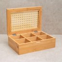 Ver imagem 2 de Caixa Porta Chá Sache em Bambu C/tampa Palhinha 6 Divisórias