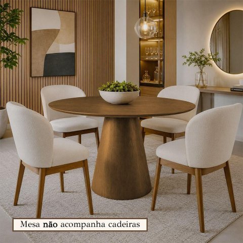Mesa de Jantar Muniz Redonda Madeira Maciça 120cm Mel
