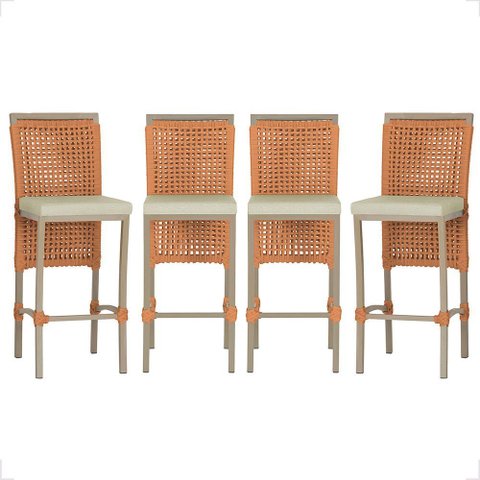 4 Banqueta em Alumínio Roma Fendi Corda Náutica Tecido 7