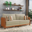 Ver imagem 2 de Sofá 2 Lugares Living 172cm Pé Madeira Valença Nozes/veludo Bege K01 - D'Rossi