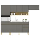 Ver imagem 1 de Armário de Cozinha 5 peças Balcão com Pia 150cm Lina20 K02 Gris/Freijó - Mpozenato