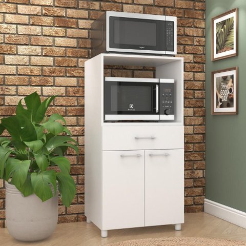 Balcão de Cozinha para Forno 2 Portas 1 Gaveta 57cm Branco - Fellicci