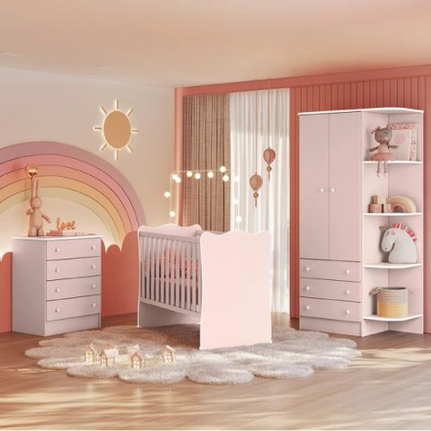 Quarto Infantil Doce Sonho Completo Rosa - Q Move