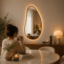 Ver imagem 1 de Espelho Mykonos - Linha Couro - - Caramelo - com LED - 180x90